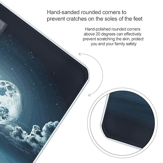 Moon Ocean Landscape Bathroom Scale for Body Weight Bathroom Weighing Scale with Backlit LCD Display Highly Accurate Measures Weight Up to 180kg