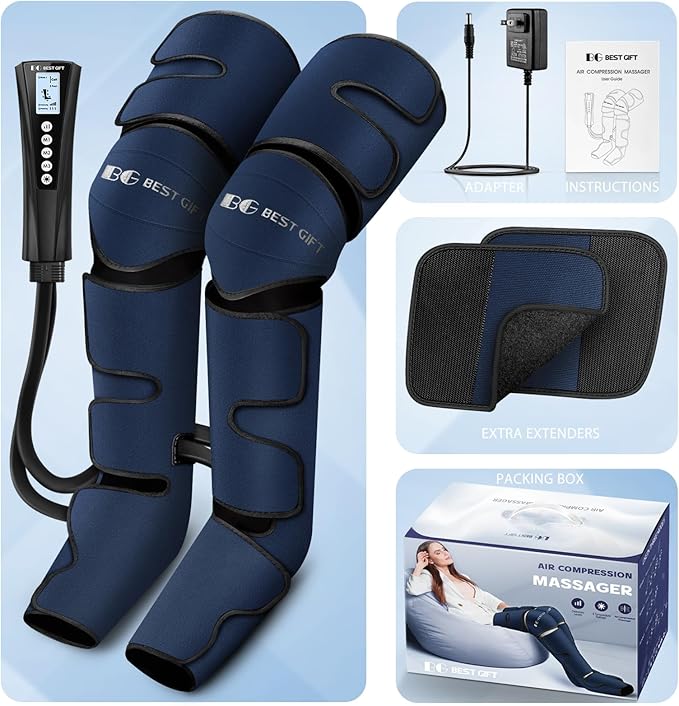 Gifts for Dad Mom Men Women Christmas Mothers Day Fathers Day Air Compression Massager with Heat for Foot Leg Calf Thigh Knee Helpful for Vericose Veins Muscle Fatigue Cramps Swelling Edema
