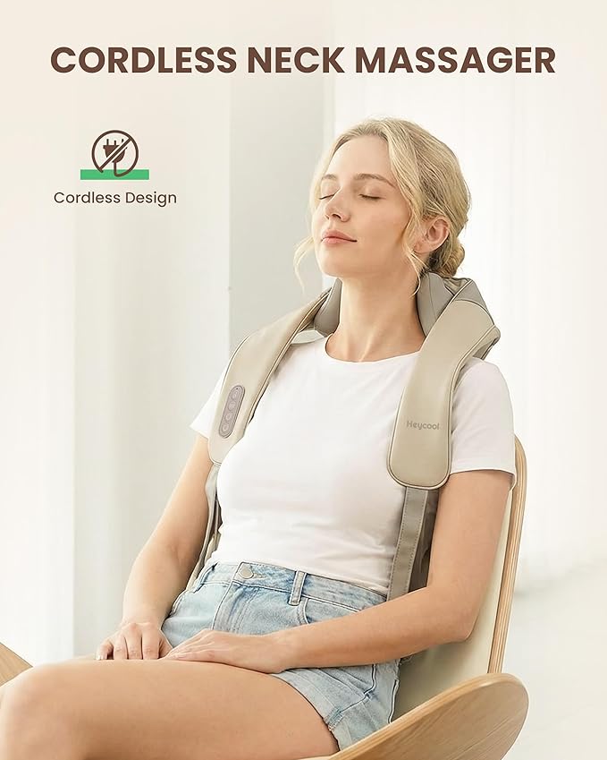 Cordless Neck Massager with Heat FSA Eligible HSA 4D Deep Kneading Neck Shoulder Massager for Pain Shiatsu Back Massager for Shoulder Gifts for Women Men