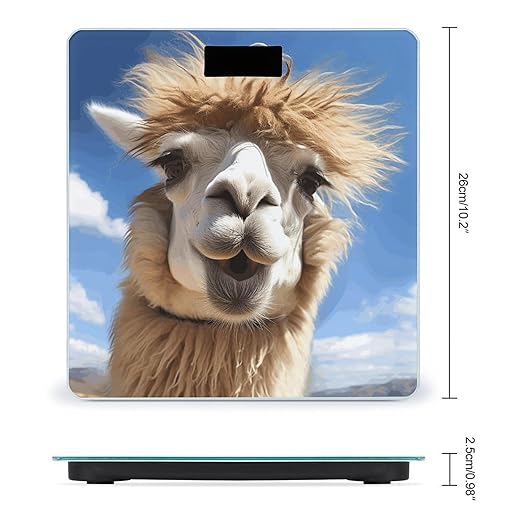 Funny Alpaca Llama Weight ScaleClear LED Display Bathroom Digital Weighing ScaleTempered Glass Digital Bathroom Scale for Body Weight Capacity Up to 400 Lbs