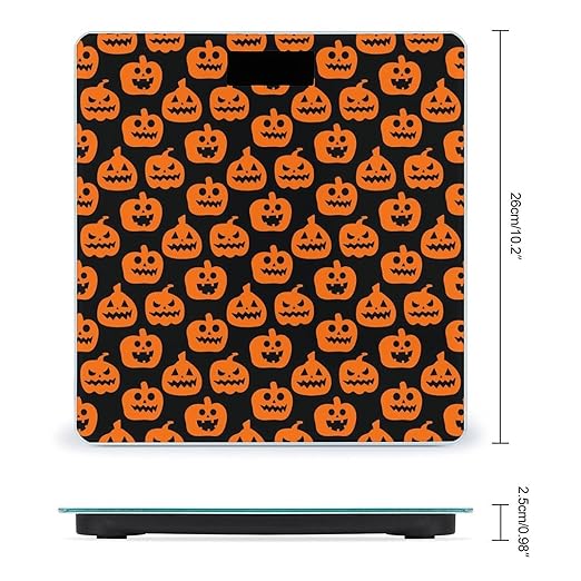 Horror Pumpkin Pattern Scale for Body Weight Accurate Digital Bathroom Scale Toughened Glass High Precision Scales Smart Weight Scales with Large LCD Backlight Display Weighing Machine