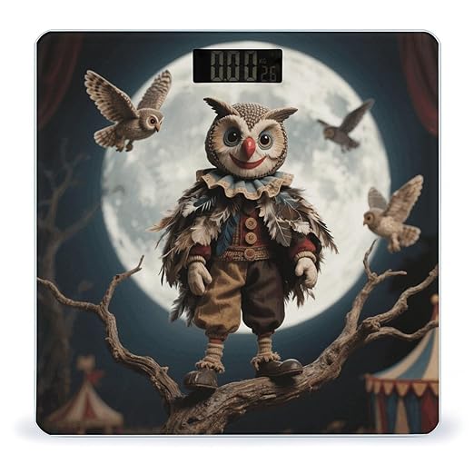 Moon &amp Gravestone Clown Scale for Body Weight Sturdy Tempered Glass Weighing Scales with LCD Display Accurate Digital Bathroom Scale Convenient Body Fat Smart Scales Easy Read
