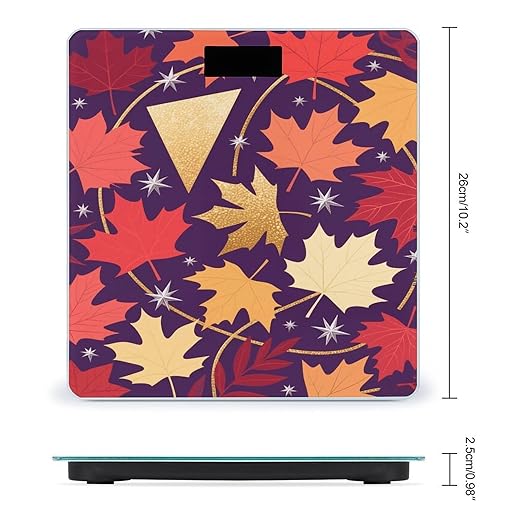 Aesthetic Maple Leaf Bathroom Scale for Body Weight Bathroom Digital Electronic Weighing Scale with Back Lit LED Display Sturdy Tempered Glass Weight Watchers Scales 400lb