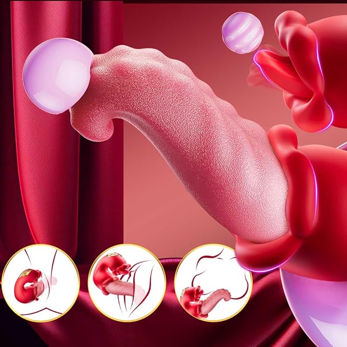 Dual Stimulation Adult for Women 10 Frequency Thrusting Stimulation Modes with Strong Suction Cup for Hands Free Play Automatic Electric Machine Tool for Women Pleasure (Red1)