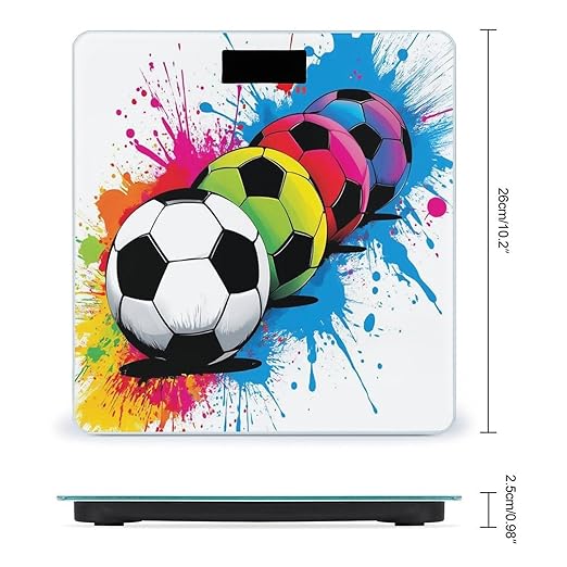 Energy Saving Scale Bathroom Weighing Scale Smart Scale for Body Weight Digital Splash Ink Colorful Paint Football Soccer Ball