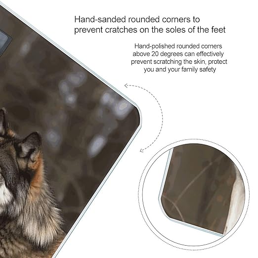 Different Colored Wolves Scale for Body Weight Sturdy Tempered Glass Weighing Scales with LCD Display Accurate Digital Bathroom Scale Convenient Body Fat Smart Scales 400lb