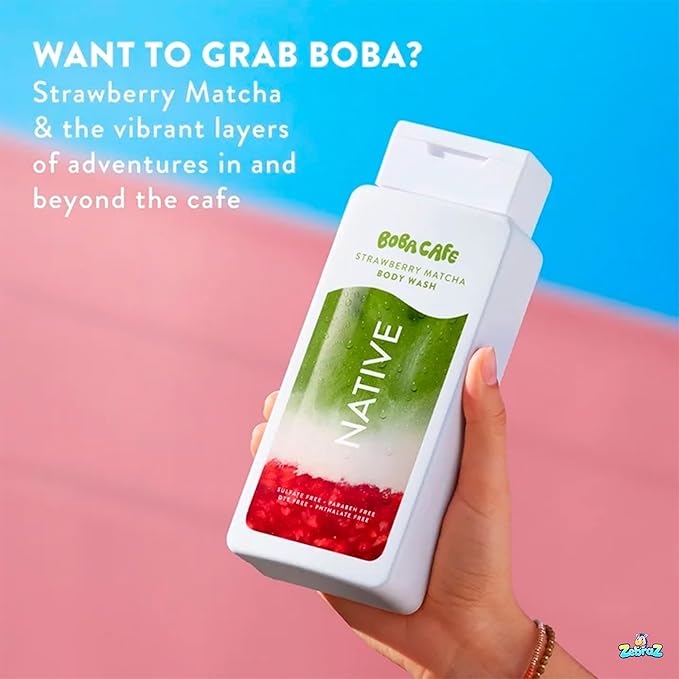 Native Body Wash Limited Edition Strawberry Matcha Sulfate Free Body Wash for Women &amp Men Boba Café 18 fl ozz - Of 02