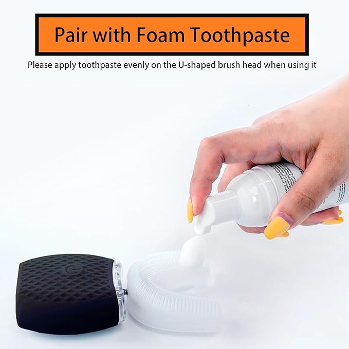Ultrasonic Toothbrush for Adults Automatic Electric Ultrasonic Toothbrush 30'' Automatic Timer Wireless Charging Washable Travel Home Dual-use (Black M)