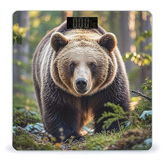 Bear Bathroom Scale for Body Weight Bathroom Weighing Scales with Back Lit LED Display Sturdy Tempered Glass Body Weight Bathroom Scale 400lb Weighing