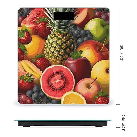 Fresh Juicy Fruits Pineapple Berries Watermelon Grape Orange Scale for Body Weight Sturdy Tempered Glass Weighing Scales with LCD Display Accurate Digital Bathroom Scale Convenient Body Fat Smart Scal