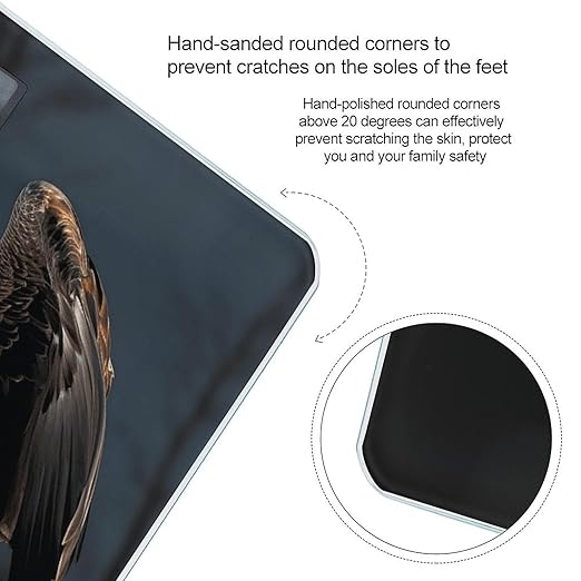3D Bald Eagle Bathroom Scale Automatic Power On/Off Body Scales LCD Backlight Display Square Digital Scale Rounded Corners Bathroom Scales for Home Bedrooms