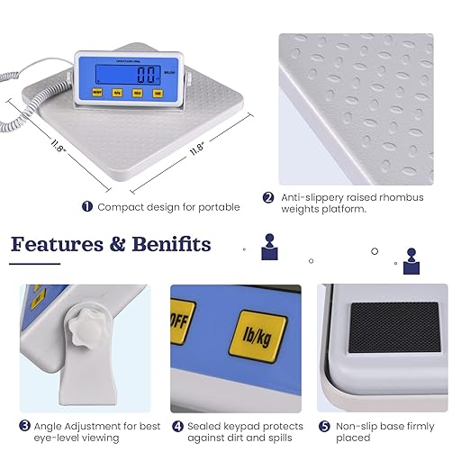 Medical Scale - Heavy Duty 440 lb High Capacity Wrestling Scale for Body Weight with Easy to Read LCD Display Physician Scale Professional Medical Grade Scale for Doctor Home Gym Office