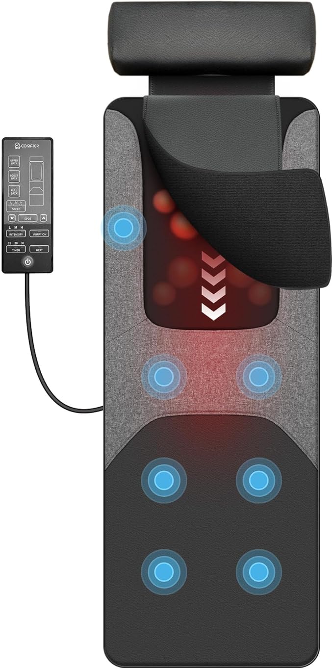 COMFIER HSA Eligible Shiatsu Full Body Massage Mat with Heat FSA Back Massage Pad for Pain Relief Deep Tissue Kneading &amp Vibration Heating Chair Massager for Recliner Sofa Bed Gifts for Men Wo