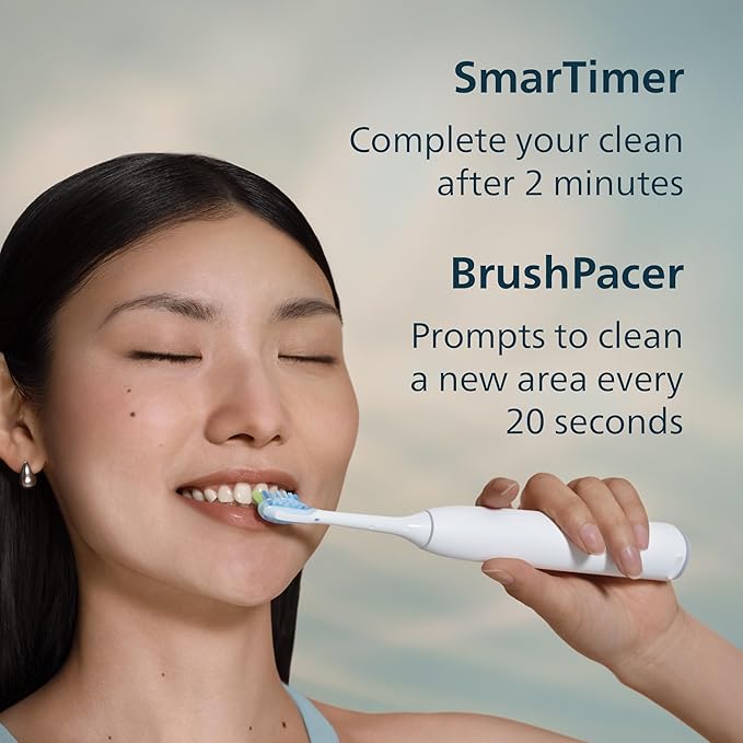 Philips Sonicare 6500 Series Electric Toothbrush - Next-Generation Sonicare Technology Pressure Sensor 9 Brushing Settings SmarTimer BrushPacer 21-Day Runtime Travel Case White HX7410/10