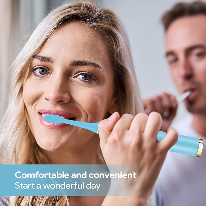 Electric Toothbrush 2 Pack (White &amp Blue 2 Pack)