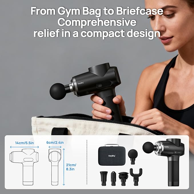 Professional Muscle Massage Gun Deep Tissue Portable Handheld Massager with 5 Speeds and 5 Heads Percussion Back Body Masajeador 12mm Amptitude for Athletes FSA Eligible &amp HSA Approved