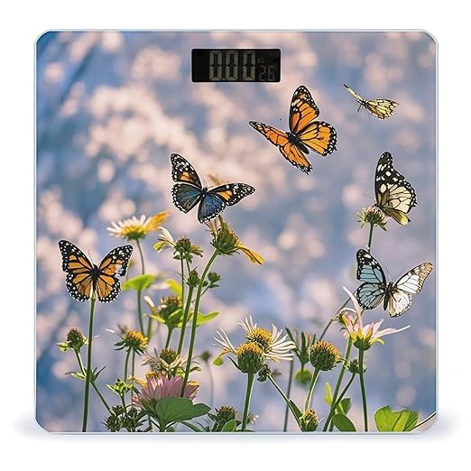 Flying Butterflies Scale for Body Weight Digital Bathroom Scale Accurate Smart Weight Scales with Large Display Weighing Machine High Precision Scales