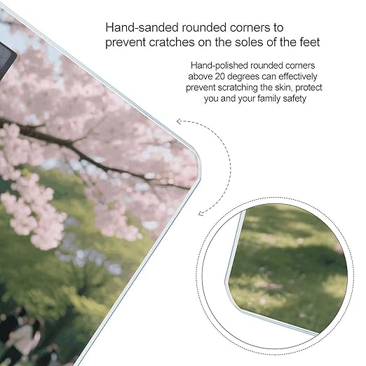 Cherry Blossom Weight Scale Cute Bathroom Scale for Body Highly Accurate Digital Weighing Machine for People Compact LCD Display Scales with Sturdy Toughened Glass Scales