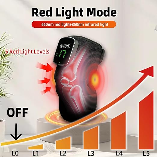 Red Light Therapy for Knee &amp Elbow Vibration &amp Heated Massage for Knee Brace660nm&amp850nm Red Light Therapy Heated Device for Joint Elbow Shoulder Pain Relief