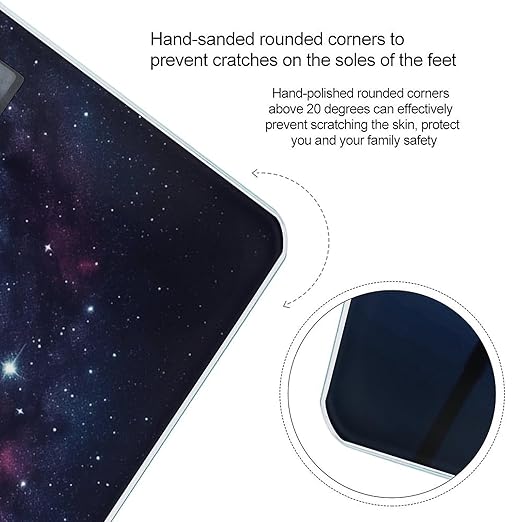 Space Galaxy with Telescope Bathroom Scale Automatic Power On/Off Body Scales LCD Backlight Display Square Digital Scale Rounded Corners Bathroom Scales for Home Bedrooms