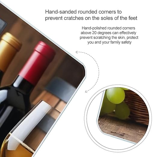 Women's Digital Bathroom Weighing Scale Automatic Switch Energy Saving Scale Smart Scale for Body Weight White Red Wine Glasses Grapes Wooden