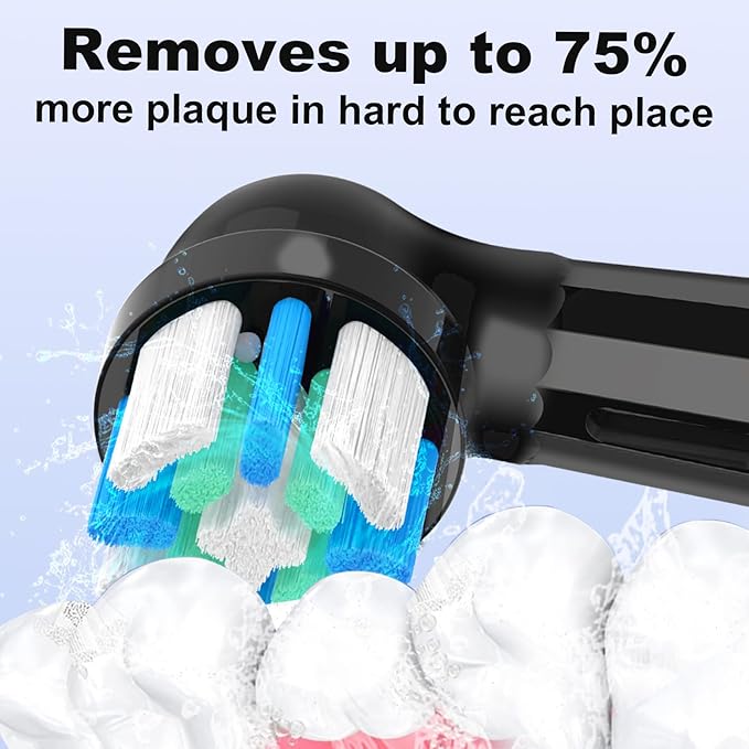 IO Replacement Heads Compatible with Oral B IO 2/3/4/5/6/7/8/9/10/Deep Clean Electric Toothbrushes Brush Heads Compatible with Oral B IO with Medium Bristles (12 Black)