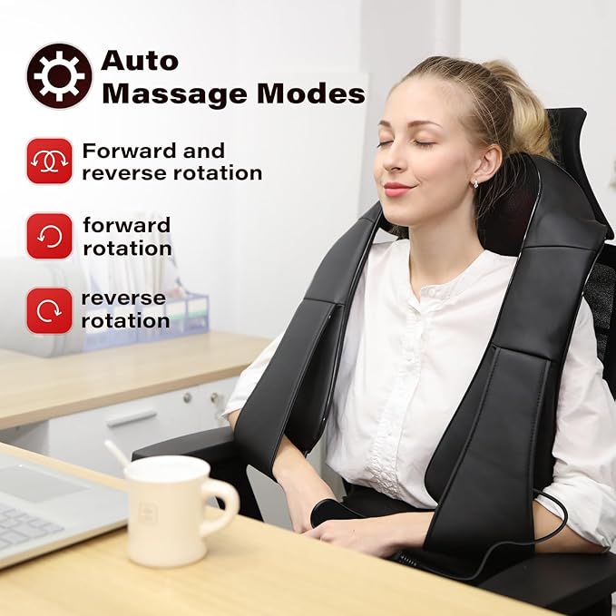 Neck Massager Back Massage with HeatShiatsu Shoulder Massager for NeckBackShoulderFoot and Leg Muscle RelaxElectric Deep Tissue 3D Kneading Massagerfor Women Men Mom Dad