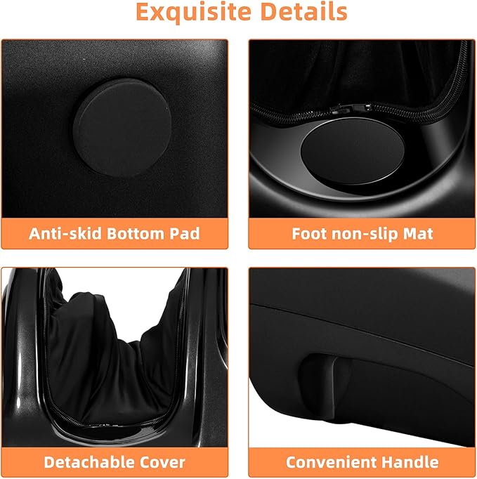 RELAX4LIFE Shiatsu Foot Massage Machine Rolling Massager with Remote Control 4 Programs 3 Modes Touch Panel Electric Calf Deep Kneading for Plantar FasciitisTired Muscle Massaging (Black)