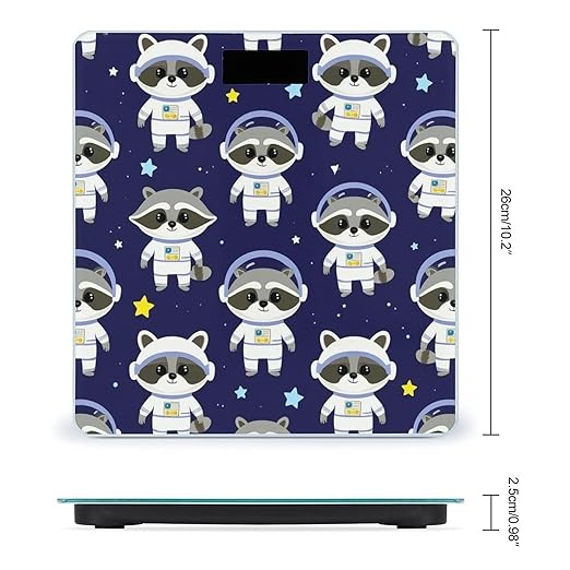 Digital Bathroom Weighing Scale Energy Saving Scale Smart Scale for Body Weight Funny Cartoon Space Raccoon Astronaut