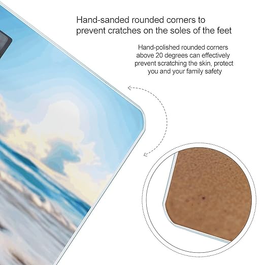 Beach with Shells Scale for Body Weight Sturdy Tempered Glass Weighing Scales with LCD Display Accurate Digital Bathroom Scale Convenient Body Fat Smart Scales 400lb