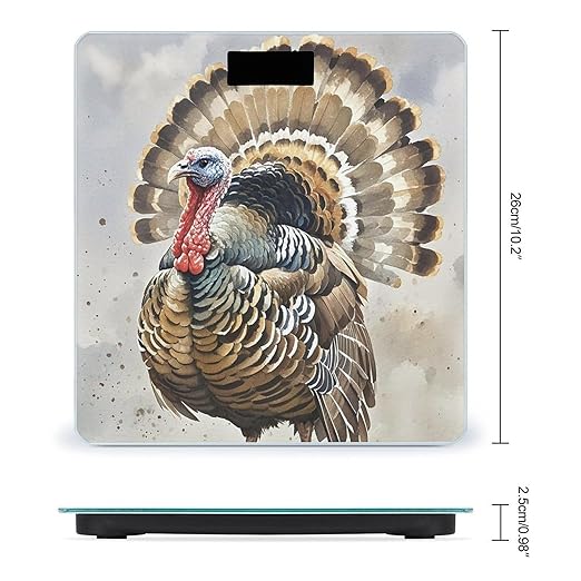 Meleagris Gallopavo Bathroom Scale for Body Weight Bathroom Weighing Scales with Back Lit LED Display Sturdy Tempered Glass Body Weight Bathroom Scale 400lb Weighing