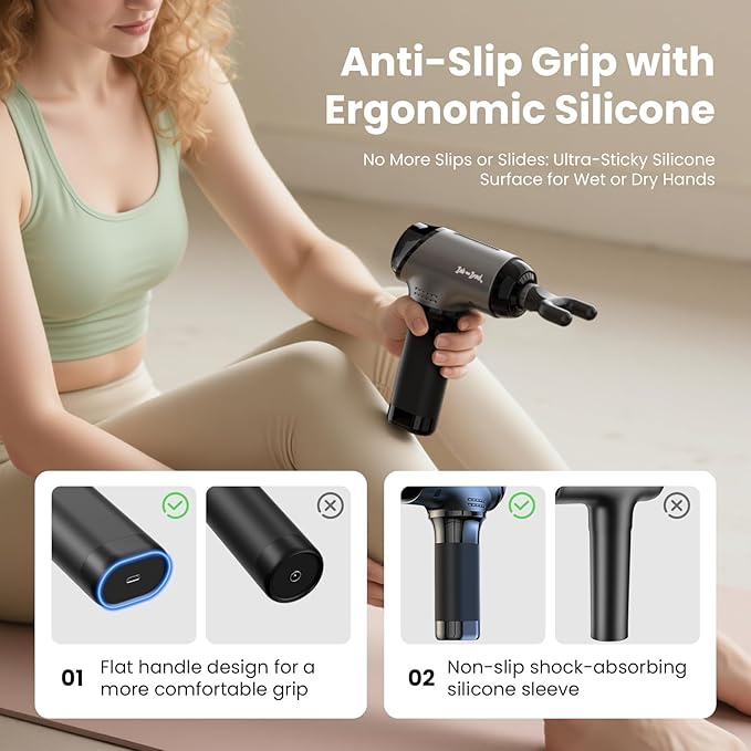 BOB AND BRAD T2 Massage Gun Deep Tissue Percussion Muscle Massage Gun for Back and Neck Upgraded 4000 mah Battery HSA Handheld Electric Back Massager for Athletes Pain Relief FSA Eligible