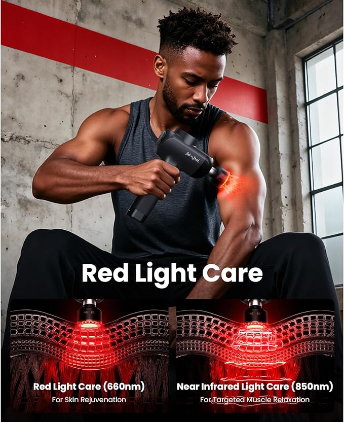 BOB AND BRAD X6 Ultra Massage Gun with Heat and Infrared Light Metal Head Professional Percussion Deep Tissue Muscle Massager Gun for Athletes with 6 Replacements