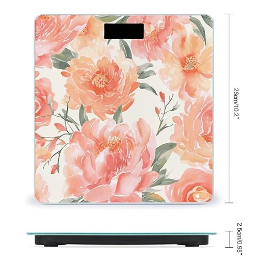 Peach Peony Bathroom Scale for Body Weight 400 Lb Weight Scale with High Precision Sensors Tempered Glass Highly Accurate Digital Weighing Machine for People