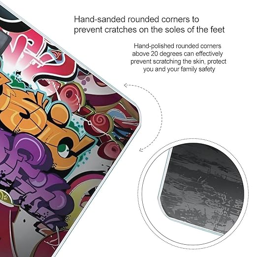 Graffiti Hip Hop Bathroom Scale Automatic Power On/Off Body Scales LCD Backlight Display Square Digital Scale Rounded Corners Bathroom Scales for Home Bedrooms