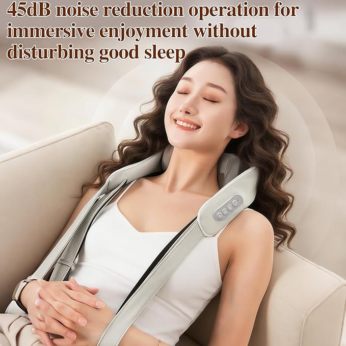 Neck Massager with Heat - Neck Massager for Pain Relief Deep Tissue with 6 Heads 3-Speed Electric Cordless 6D Deep Kneading Shoulder Massager Home Office Car Use Gifts for Men Women