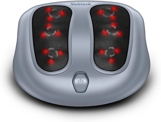 Nekteck Foot Massager with Heat Heated Foot Massager for Plantar Fasciitis Pain Relief and Circulation Shiatus Electric Under Desk Feet Massager Machine Gifts for Men Woman Him Her Mon Birthday