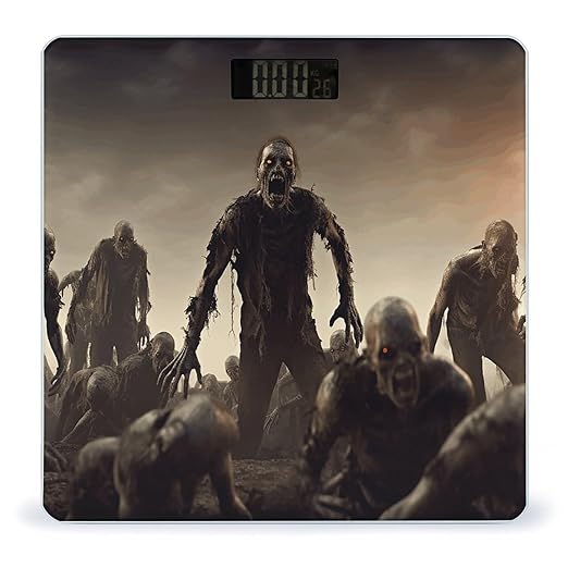 Many Zombie Bathroom Scale Large LCD Backlight Display Digital Scale Rounded Corners Body Scales Automatic Power On/Off Bathroom Scales for Home Bedrooms