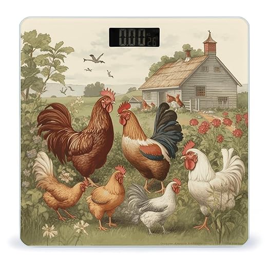 Chickens and Farm Bathroom Scale Weight Scale for Body WeightHighly Accurate Digital Weighing Machine Clear LED Display Digital Bathroom Body Scale 400lb/182kg