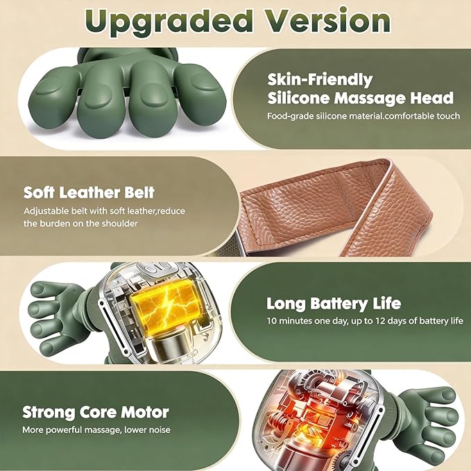 Deep Tissue Shiatsu Neck Massager with Heat 4D Kneading Electric Massager for Neck Shoulders Foot &amp Back Cordless Portable Masajeador de Espalda y Cuello for Home Office Travel