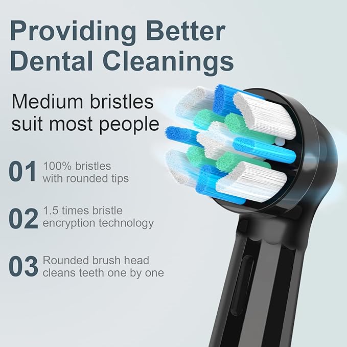 8 Pcs IO Replacement Heads Compatible with Oral B IO 2/3/4/5/6/7/8/9/10/Deep Clean Series Electric Toothbrushes Medium Softness Brush Heads Compatible with Oral B iO (Black)