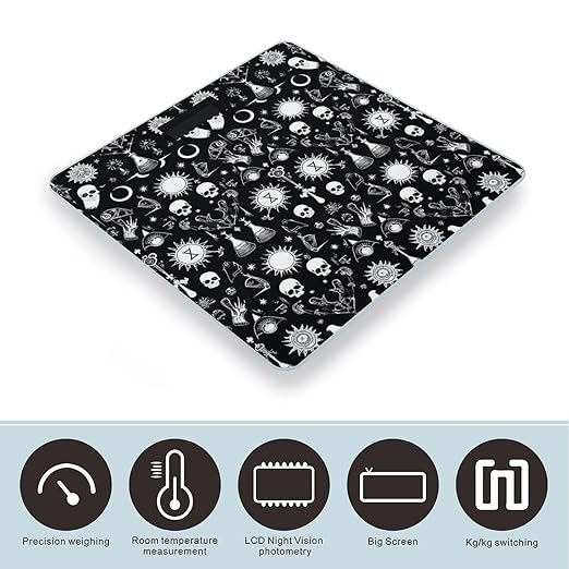 Energy Saving Scale Bathroom Weighing Scale Smart Scale for Body Weight Digital Halloween Goth Gothic Raven Crow Skull Sun Moon Tattoos