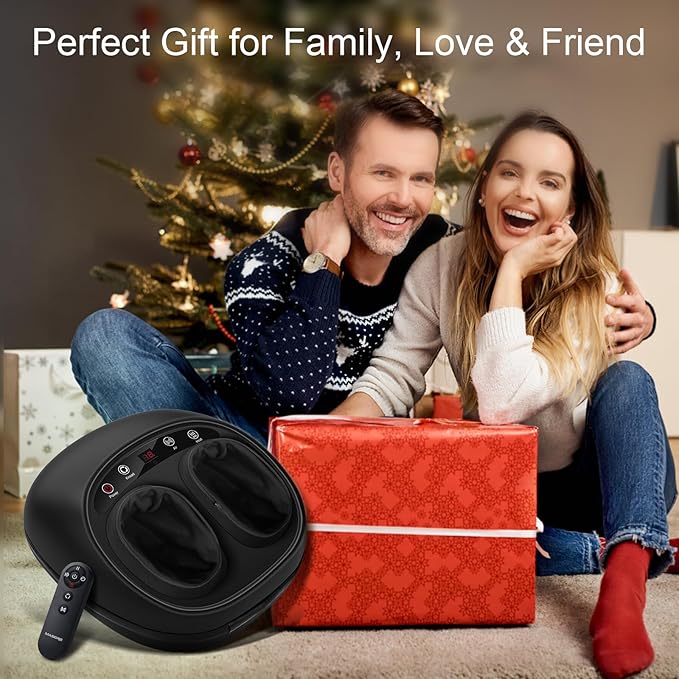 Foot Massager with Heat Deep Kneading Therapy Compression Shiatsu Feet Massager Machine for Plantar Fasciitis Neuropathy Pain Birthday Gifts for Women Mom Men Dad