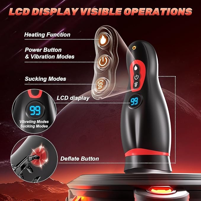 2026 Male Masterburbatar Hands Free with 9 Thrusting 9 Sucking Heating Vibration Modes Blowjobob Machine for Man Pocket Puzzy Mastusbafor Automatic Tight Viboators Sleeve Hoodies QEY31 (Red)