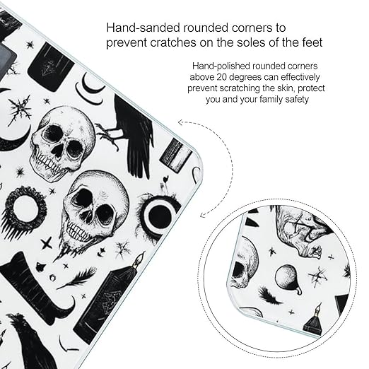 Women's Digital Bathroom Weighing Scale Automatic Switch Energy Saving Scale Smart Scale for Body Weight Gothic Trippy Moon Skull Dark Black Cat Witch Magic Spirit Board