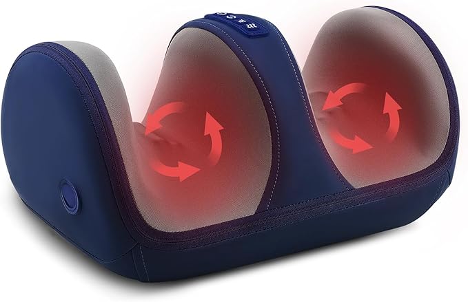 Shiatsu Foot Massager with Heat Foot and Calf Massager for Circulation and Pain Relief Plantar Fasciitis Massage Feet/Arm/Calf/Ankle with Kneading Rolling Gifts for Women &amp Men Blue