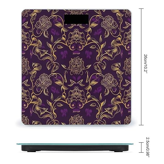 Men's Smart Scale for Body Weight Digital Bathroom Weighing Scale Automatic Switch Energy Saving Scale Floral Flowers Purple Gold Rose