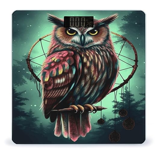 Owl Bathroom Scale Automatic Power On/Off Body Scales LCD Backlight Display Square Digital Scale Rounded Corners Bathroom Scales for Home Bedrooms