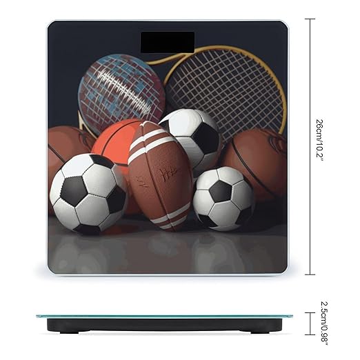 Sports Themed Scale for Body Weight Anti-Slip Digital Bathroom Scale Sturdy Toughened Glass Weighing Scales High Precision Safe Rounded Corners Smart Scales