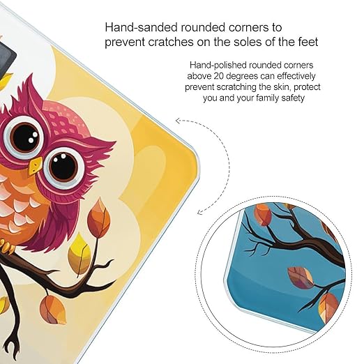 Owls on Tree Branches Bathroom Scale Large LCD Backlight Display Digital Scale Rounded Corners Body Scales Automatic Power On/Off Bathroom Scales for Home Bedrooms